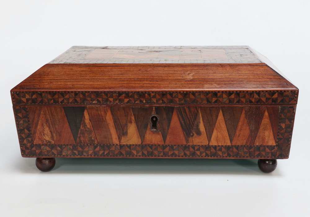 A 19th Century Tunbridge Ware style rectangular trinket box with hinged lid, the top inlaid - Image 5 of 6