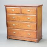 Jas Shoolbred & Co, an Edwardian Art Nouveau walnut chest fitted 2 short and 3 long drawers with