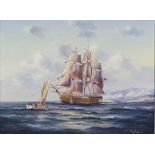 Ian Hansen (Australian b.1948), oil on canvas "The Investigator" off Wilson's Point" Tasmania 1801