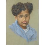 Geoffrey N Smith 1939, chalk study of a young Afro-Caribbean girl signed, 39cm x 29cm
