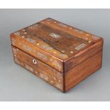 A Victorian rosewood and inlaid mother of pearl trinket box, interior with detachable fitted tray