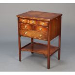 A mahogany canteen in the form of a Georgian chest fitted 2 long and 2 short drawers with
