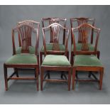 A harlequin set of 6 Hepplewhite camelback dining chairs comprising 2 pairs and 2 singles 95cm h x