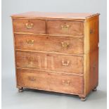 A 19th Century military camphor chest with brass countersunk handles, fitted 2 short and 3 long