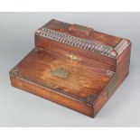 A William IV Victorian inlaid brass and rosewood writing slope, the fitted upper section