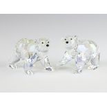 Two Swarovski Crystal polar bear cubs 5cm, boxed