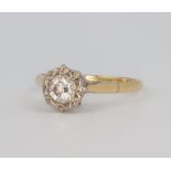 An 18ct yellow gold illusion set single stone diamond ring, approx. 0.4ct, size L 1/2, 3 grams