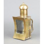 A Victorian brass concave shaped hand lantern converted to electricity 23cm h x 10cm x 9cm