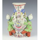 A 19th Century Qing Dynasty Jiaqing Period (1796-1820) baluster wall vase decorated with 2 boys