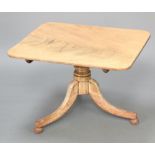 A 19th Century rectangular bleached mahogany drop flap occasional table, raised on turned column and