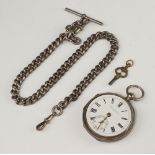 A Victorian silver key wind pocket watch Birmingham 1844 contained in a 5cm case, together with a