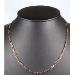 A 9ct yellow gold flat link necklace, 44cm, 8 grams