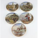 Five Victorian Prattware pot lids Wimbledon July 2nd 1860, 2 Continental townscapes, a rural scene