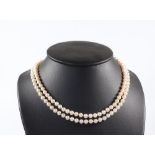 A strand of cultured pearls with gilt metal clasp 85cm