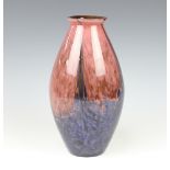 A Loetz style pink and blue oviform vase 29cm