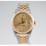 A gentleman's Rolex steel cased bi-metallic Oyster Perpetual Datejust wristwatch with automatic