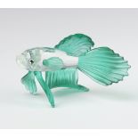 A Swarovski Crystal figure of a Japanese fighting fish with green fins 9cm, boxed