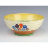 A Clarice Cliff Bizarre Crocus pattern fruit bowl 24cm