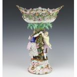 A good 19th Century Meissen porcelain centrepiece with pierced floral encrusted and painted