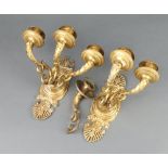 A pair of 19th Century 3 light gilt metal wall light brackets 22cm h x 21cm w x 14cm d One is