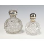 A Victorian silver mounted spherical cut glass scent bottle Birmingham 1902, a ditto London 1887