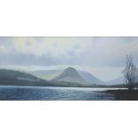 H Ritchie, oil on board signed, "Hyelm Crag from Grasmere" 15.5cm x 34cm