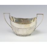 A Victorian silver demi-fluted 2 handled sugar bowl Birmingham 1890, 226 grams