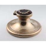A silver and plique a jour tortoiseshell capstan inkwell Birmingham 1923 12cm The inlay detail is
