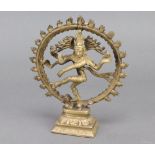 A cast bronze figure of Shiva raised on a square base, 24cm x 9cm x 6cm