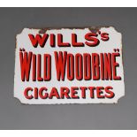A Wills Cigarettes enamelled double sided advertising sign - Will's "Wild Woodbine" Cigarettes and