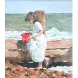 **Sherree Valentine Daines (b1959) a limited edition enhanced oil on board "Red Bucket" no.30 of