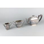 An Art Deco silver plated demi-fluted tea set
