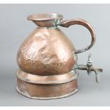 A Victorian copper harvest measure the side added a later brass spicket 38cm h x 30cm diam. (some