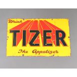 A 1930's Tizer rectangular enamelled advertising sign - "Drink Tizer The Appetizer" 51cm x 76cm Some
