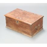 A 19th Century anglo Indian hardwood box with hinged lid and fitted interior with brass drop handles