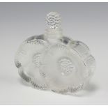 A modern Lalique Deux Fleurs scent bottle and stopper with etched lower case marks lalique france