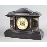 A Victorian French 8 day striking mantel clock with 13cm enamelled dial, Arabic numerals,