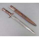 An 1888 Mark 1 Type II Lee Metford bayonet complete with scabbard, blade marked EDF