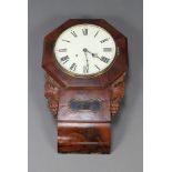 A Continental drop dial striking wall clock with 29cm painted dial with Roman numerals contained