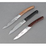 A Le Thiers folding pocket knife with 7cm blade marked Le Theirs Chambriard with wooden grip, a