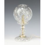 A cut glass table lamp and shade 30cm