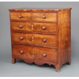 A Victorian mahogany chest of 2 short and 3 long drawers with turned handles, raised on bracket feet