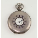 A silver cased half hunter pocket watch with blue enamelled numerals, the dial inscribed Mappin,