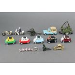 A Corgi Toys Walls Ice Cream Van, 2 miniature models of the Coronation coach, 2 model field guns,