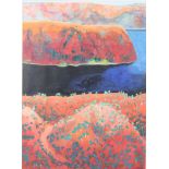 Shaun Stanley, born 1958, watercolour signed, Australian view, label on verso "Lake Argyle, Evening"