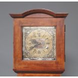 A striking on gong longcase clock, the 27cm silvered dial marked Juyamann of Munchen and with gilt