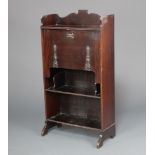 A student's Art Nouveau mahogany bureau with 3/4 gallery above fall front, the base fitted 2 shelves