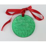 A Lalique green Noel Christmas tree ornament engraved lalique france 7cm, boxed