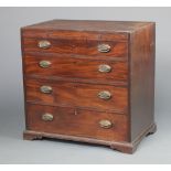 A Georgian mahogany chest with brushing slide above 4 long drawers with replacement handles,