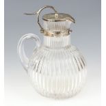 A Victorian silver mounted bulbous claret jug, Birmingham 1899, 19cm